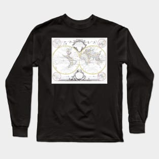 World map wall art 1665 dorm decor mappemonde Art Print Long Sleeve T-Shirt